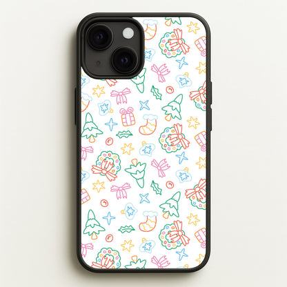 Neon Christmas Icons Pattern II iPhone 13 Case