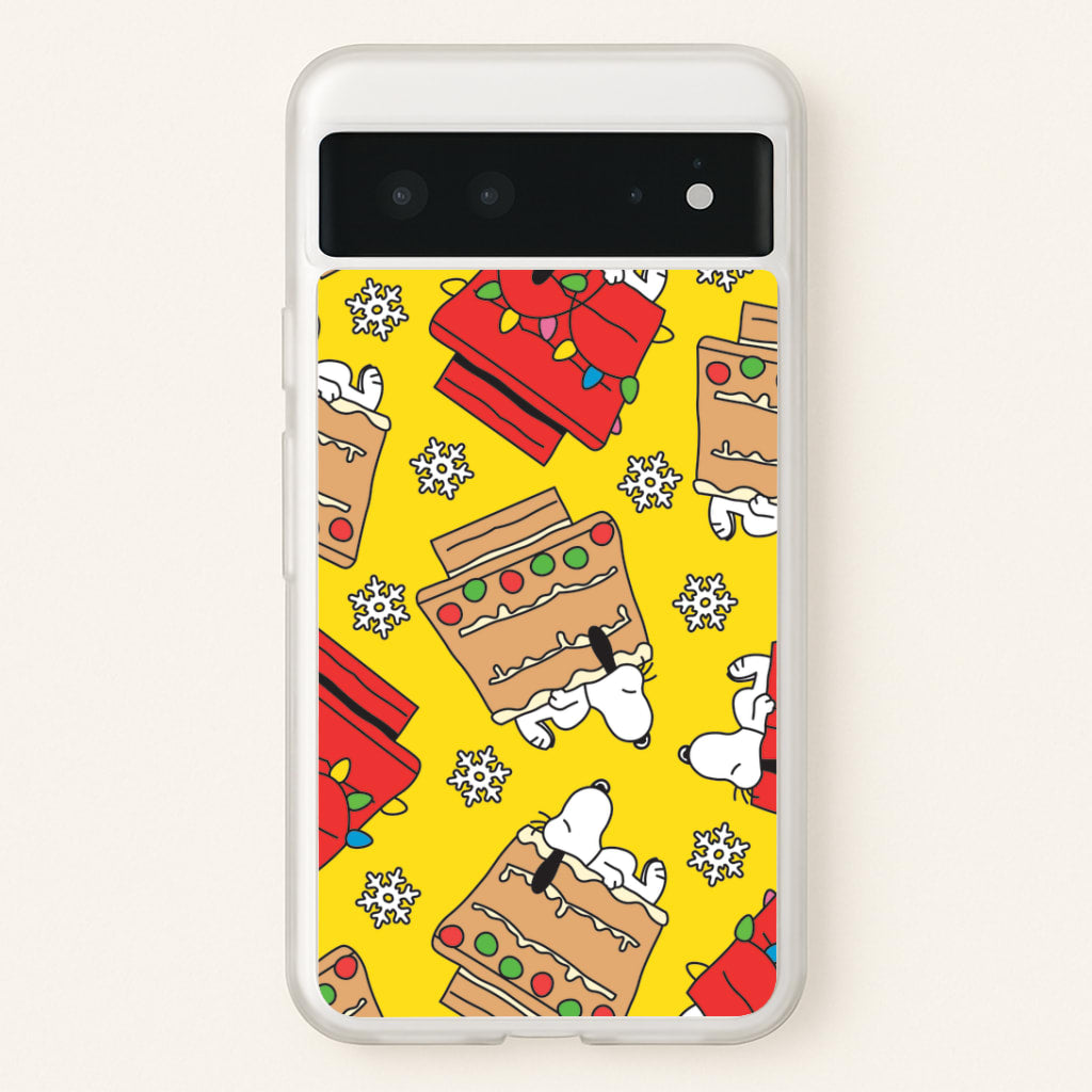 Cartoon Beagle Fairylights And Gingerbead Pattern Google Pixel 6 Case