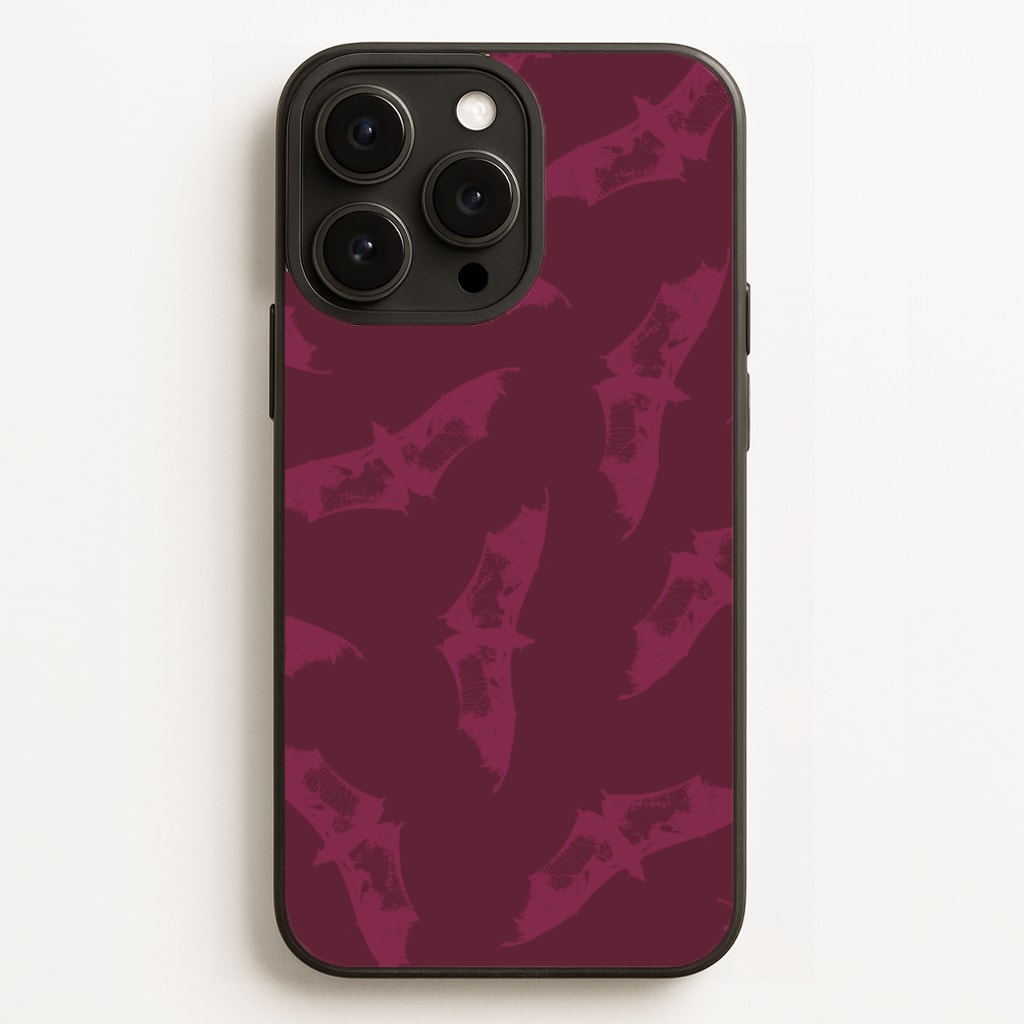 Dark Pink Bats Pattern Phone Case for iPhone, Samsung Galaxy and Google Pixel