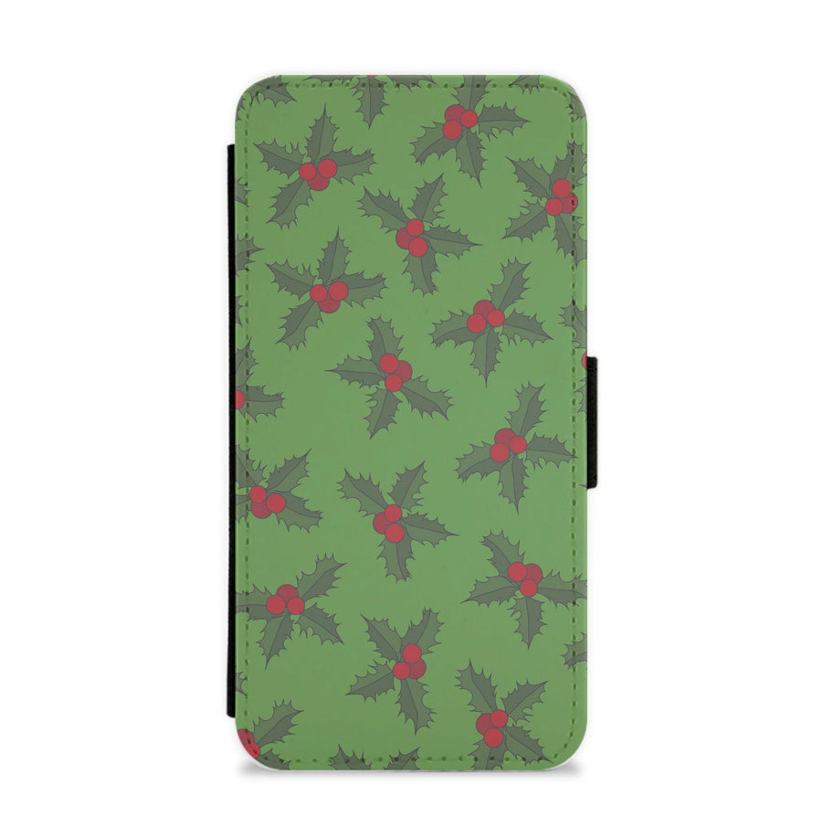 Holly Pattern Flip / Wallet Phone Case