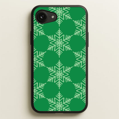 Green Giant Snowflakes Christmas Pattern iPhone 16e Case