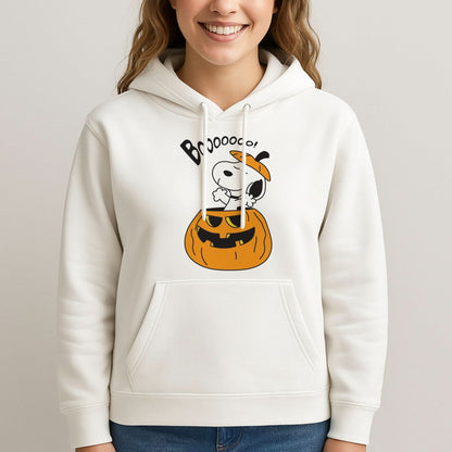 Cartoon Beagle Pumpkin Womans Hooded Sweatshirt