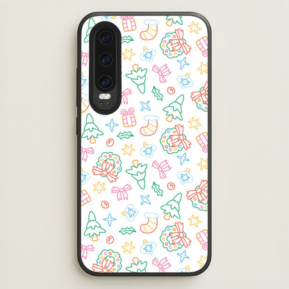 Neon Christmas Icons Pattern II Huawei P30 Case