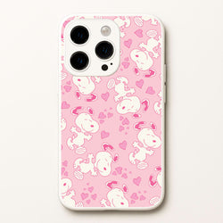 Cartoon Beagle Valentine Hearts Pattern iPhone 14 Pro Max Case