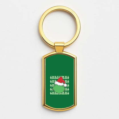 Green Creature Christmas Gold Keyring