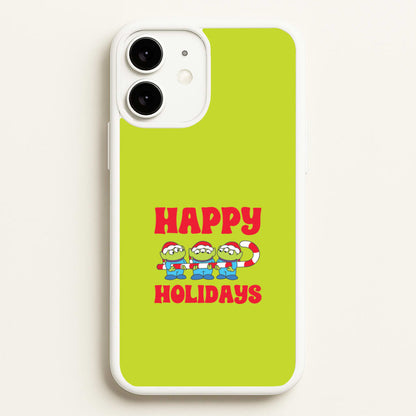 Happy Holidays Cute Green Aliens iPhone 11 Case