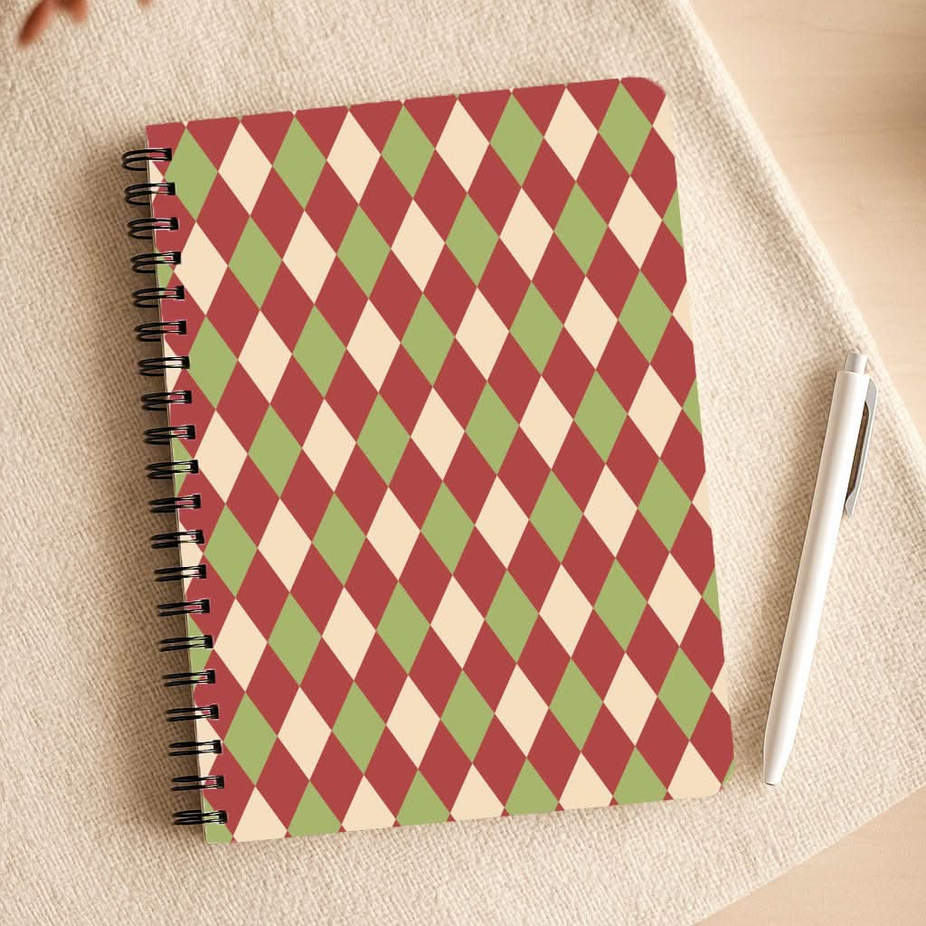 Red And Green Argyle Christmas Pattern Notepad