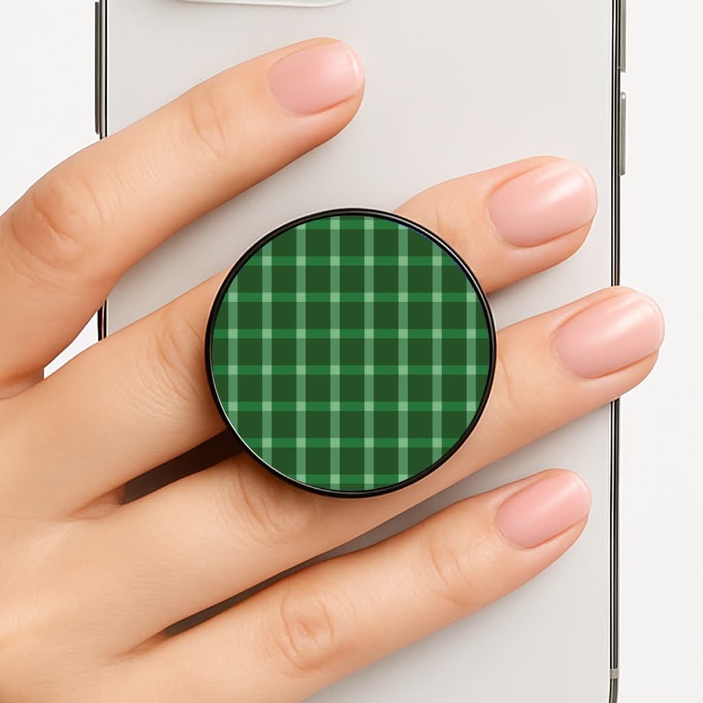 Dark Green Tartan Christmas Pattern Phone Grip