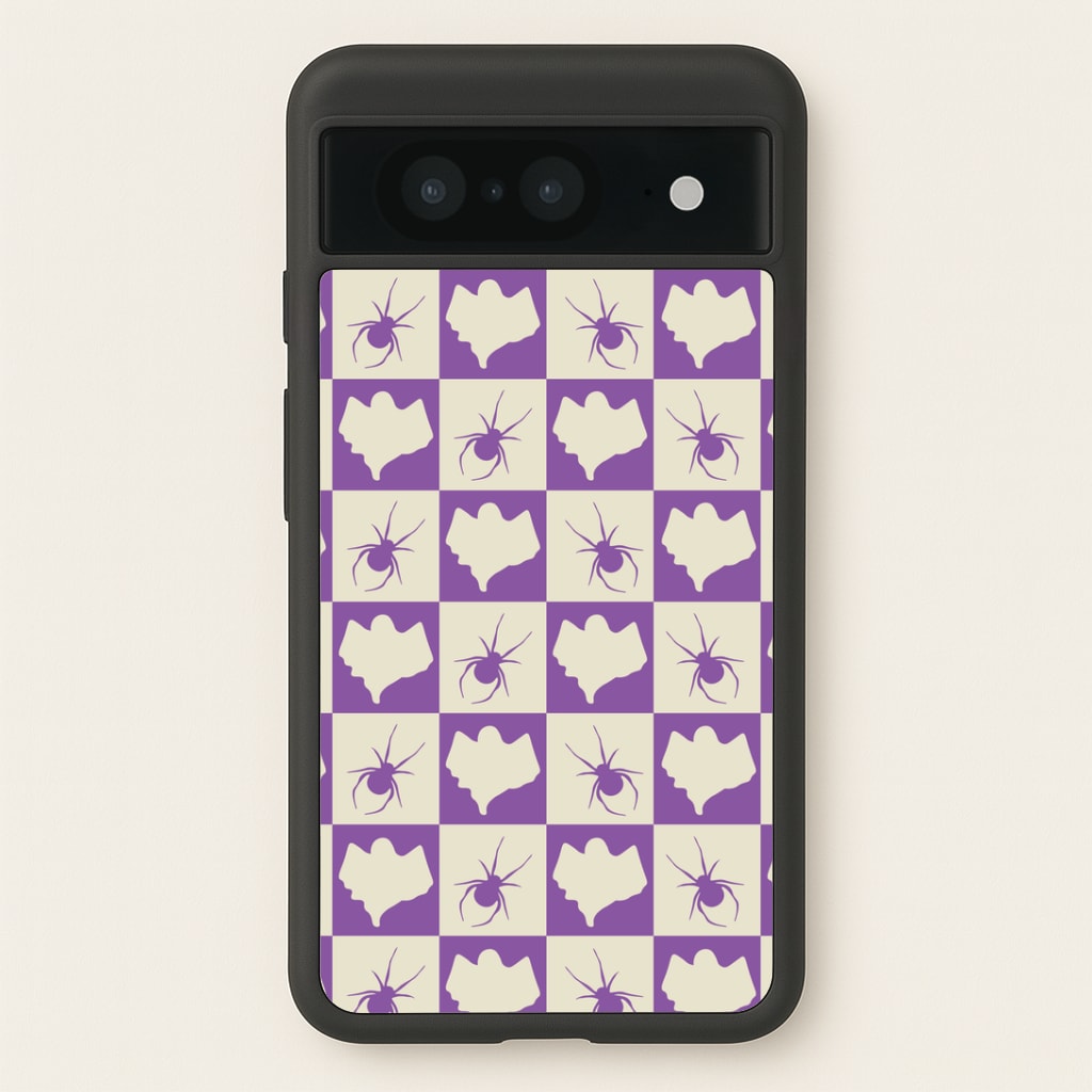 Spiders And Ghosts Checkered Pattern I Google Pixel 8 Case