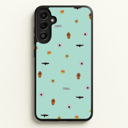 Minature Halloween Cartoons Pattern Galaxy A36 Case