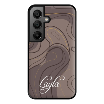 Brown Marble Waves Personalised Name Galaxy A56 Case