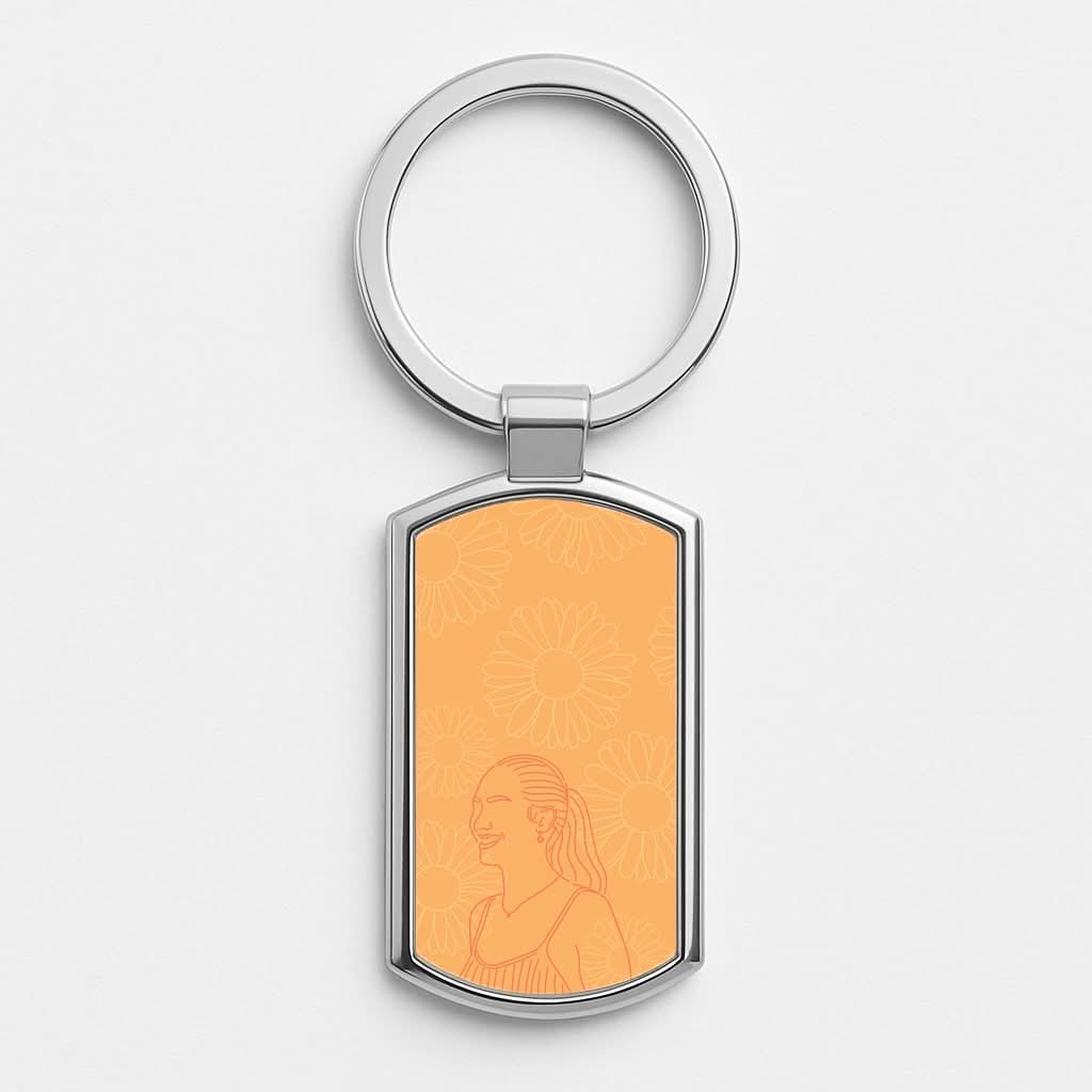 Belly And Daisies Outline Luxury Keyring
