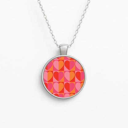 Sunset Hearts Pattern Circle Necklace