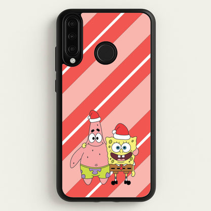 Cartoon Sponge And Starfish Christmas Hats Huawei P30 Lite Case