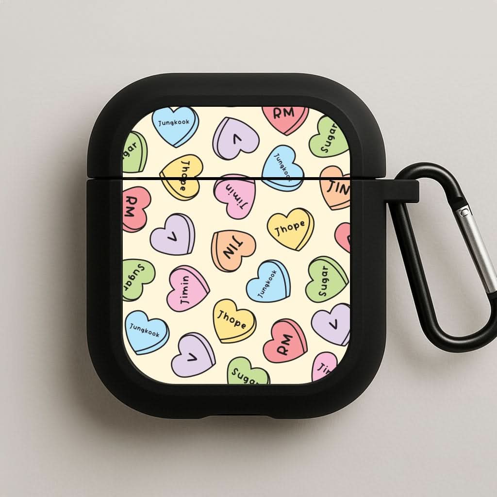 K-Pop Band Members Love Hearts Pattern AirPods Case