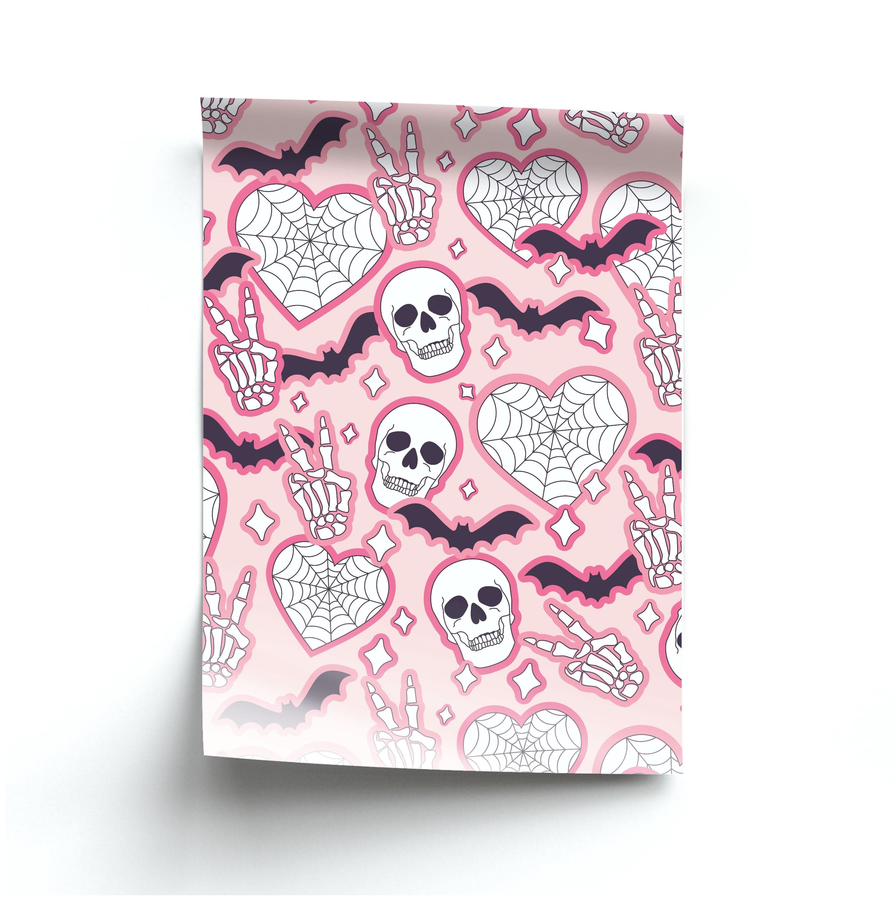 Cute Halloween Stickers Pattern Poster
