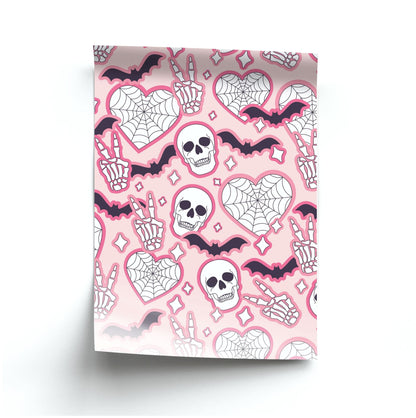 Cute Halloween Stickers Pattern Poster