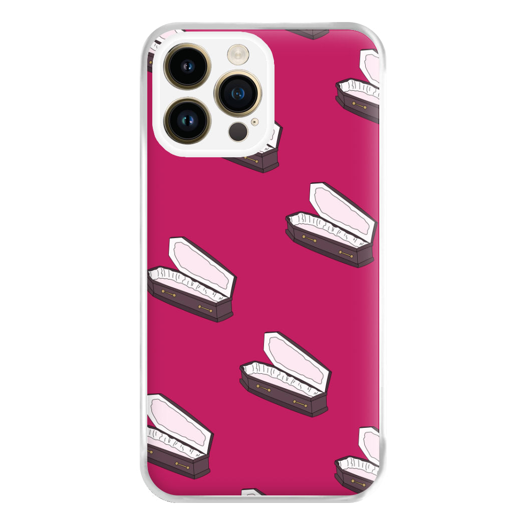 Bright Pink Coffin Pattern iPhone 15 Pro Case