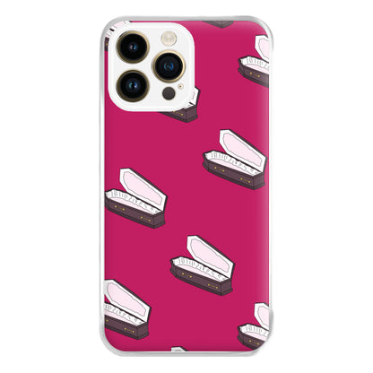 Bright Pink Coffin Pattern iPhone 15 Pro Case