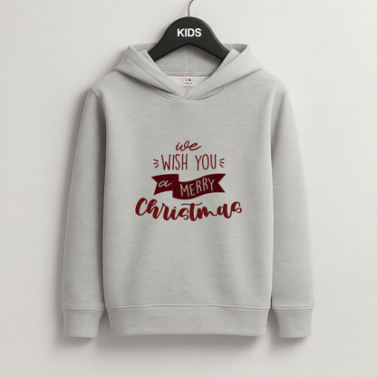 We Wish You A Merry Christmas Quote Grey Kids Hoodie
