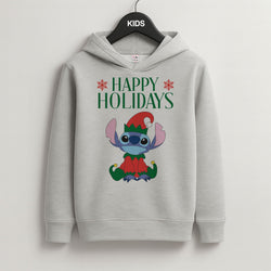 Cute Blue Alien Elf Grey Kids Hoodie