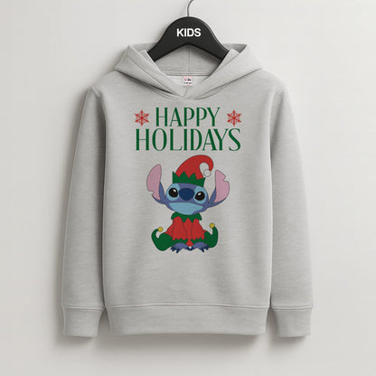 Cute Blue Alien Elf Grey Kids Hoodie