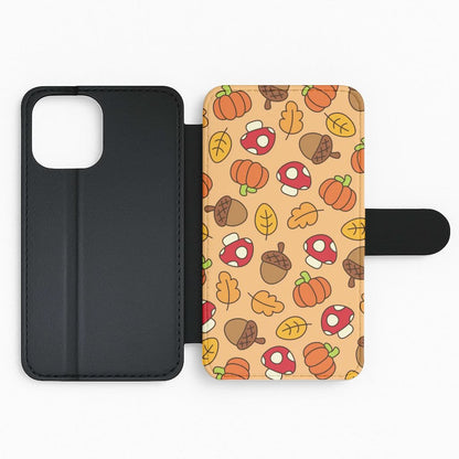 Cartoon Autumn Icons Pattern Flip Phone Case