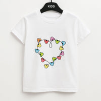 Cartoon Mouse Christmas Fairylights Heart Kids T-Shirt