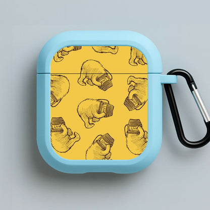 Winnie Honey Pot Pattern Blue AirPods Case