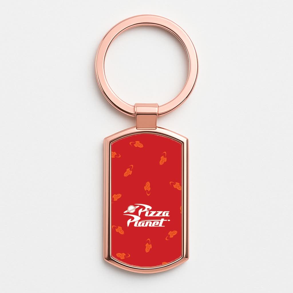 Pizza Planet Pattern  Rose Gold Keyring