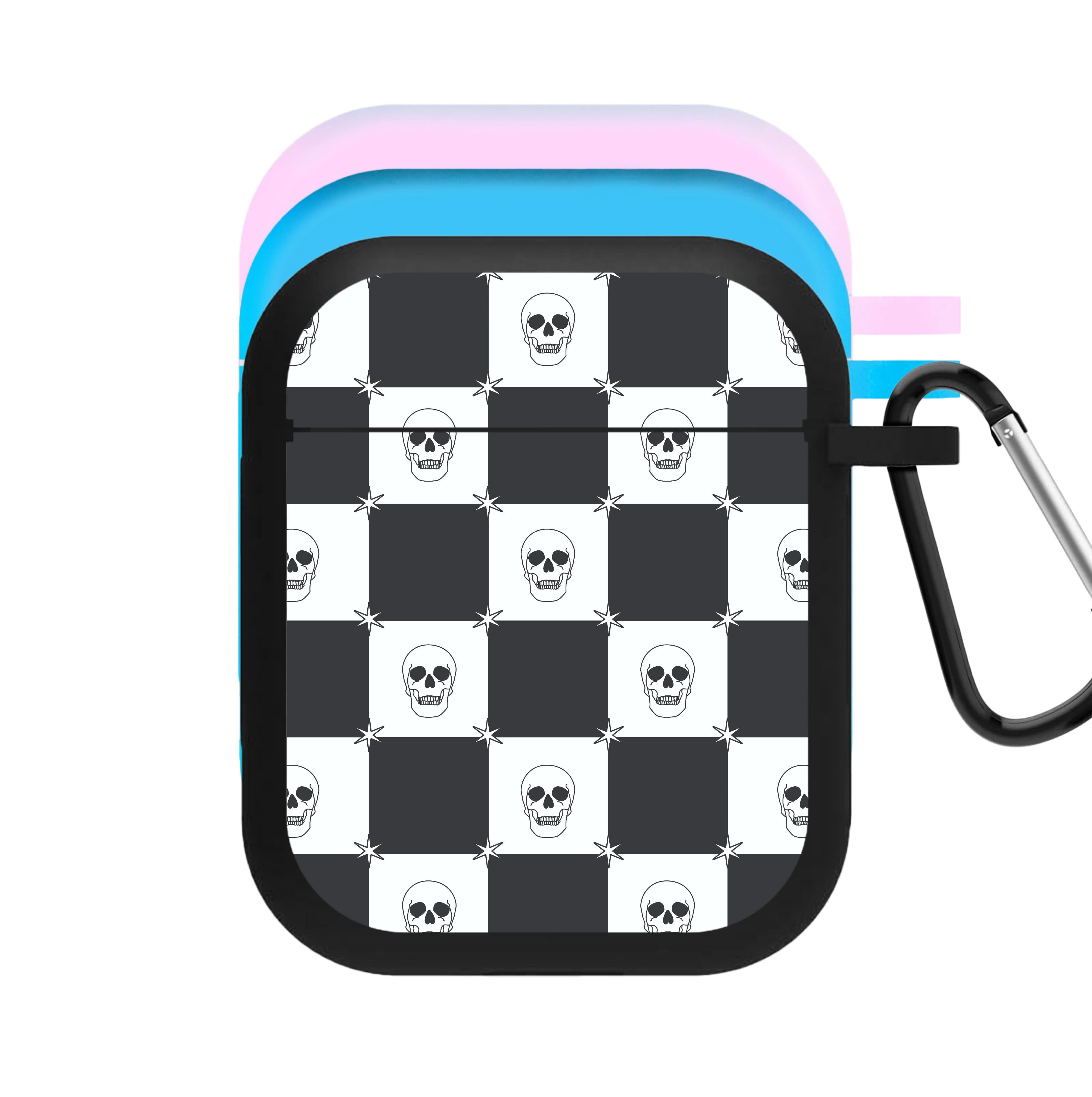 Checkered Skulls Pattern AirPods Case