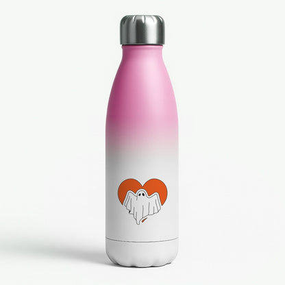 Ghost Heart  Pink Water Bottle