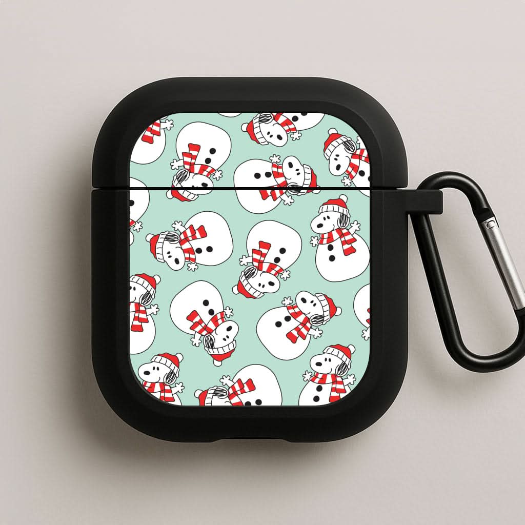 Cartoon Beagle Snowman Pattern AirPods Case