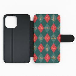 Christmas Wizard Icons Argyle Pattern Flip Phone Case