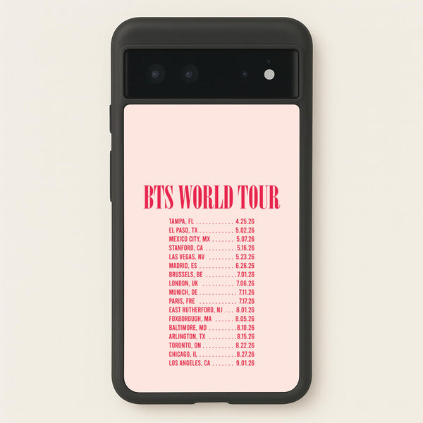 K-Pop Band World Tour List 2026 Google Pixel 6 Case