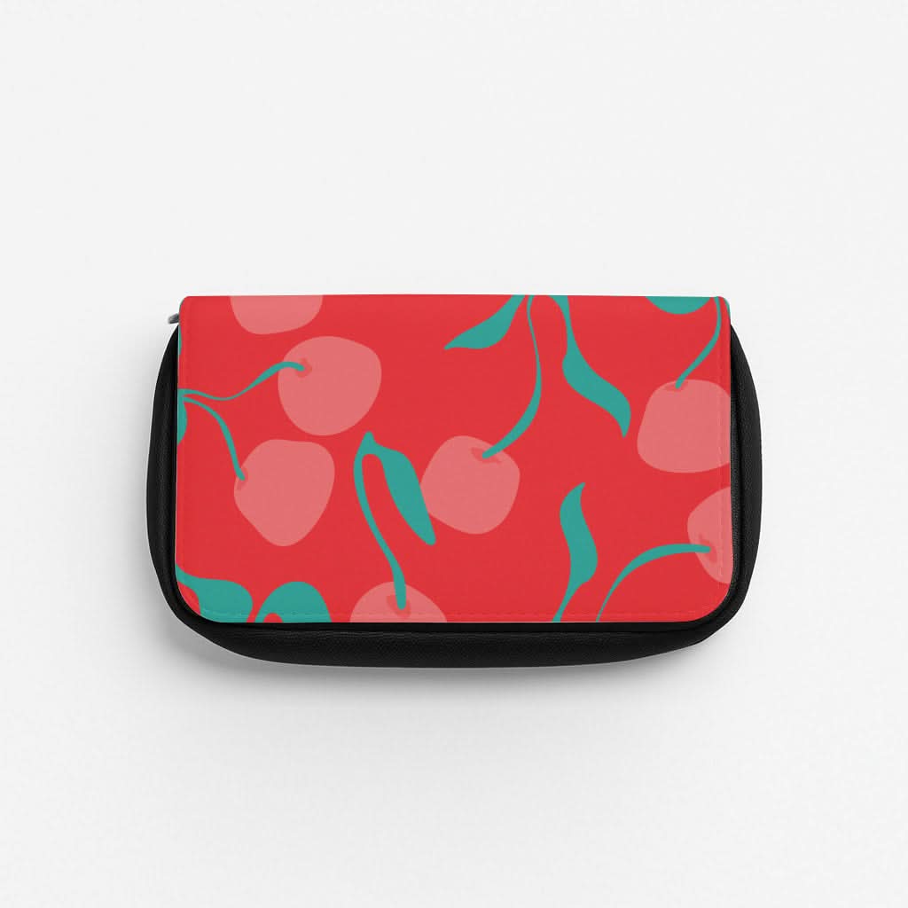 Red Abstract Cherries Pattern Pencil Case