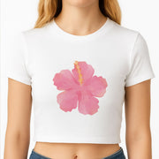 Pink Hibiscus Crop top 2