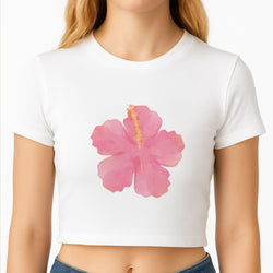 Pink Hibiscus Crop Top