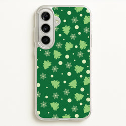 Cartoon Christmas Trees And Snowflakes Pattern Galaxy A56 Case