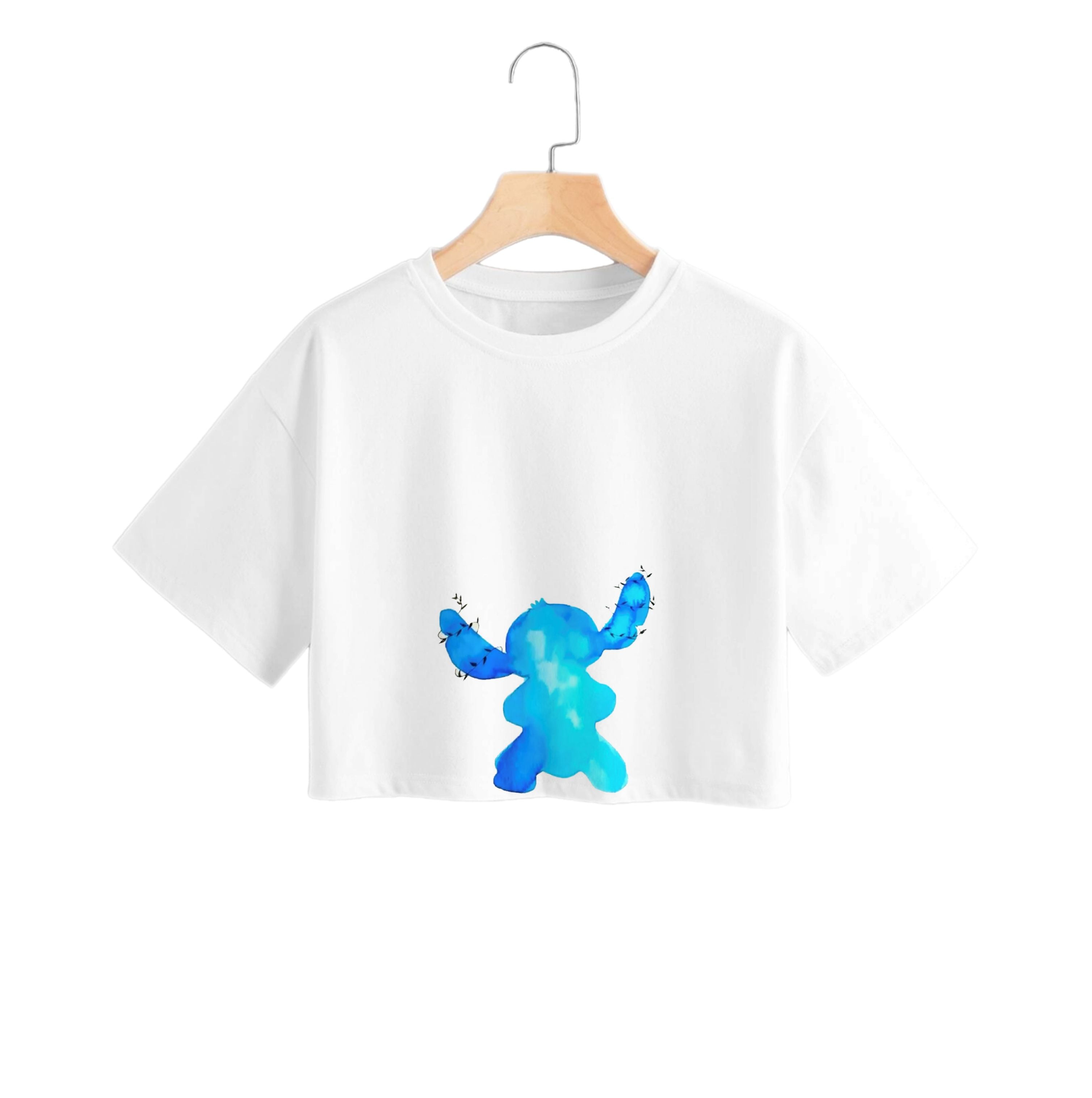 Watercolour Blue Alien Disney Crop Top