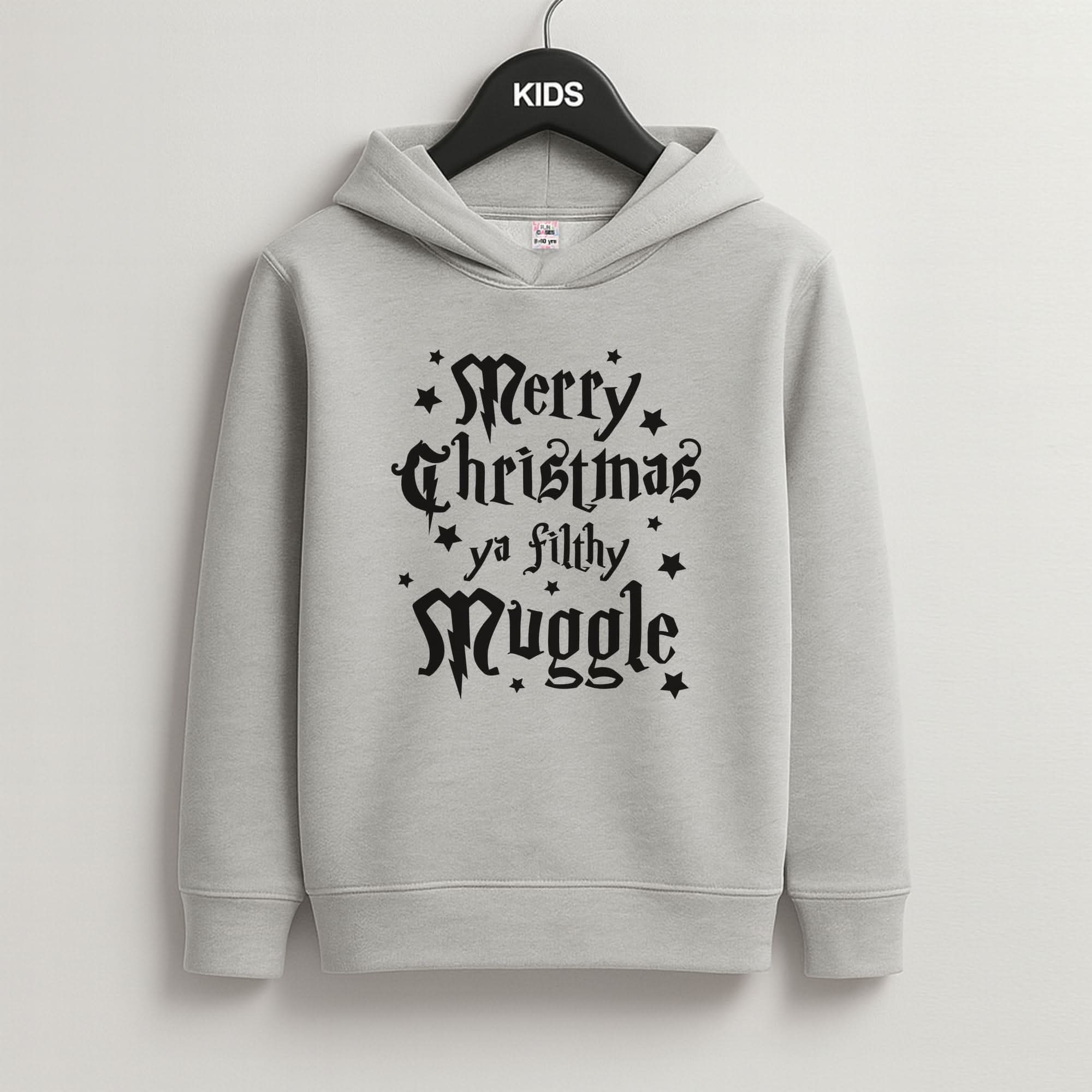 Merry Christmas You Filthy Muggle Grey Kids Hoodie