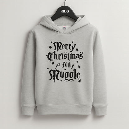 Merry Christmas You Filthy Muggle Grey Kids Hoodie