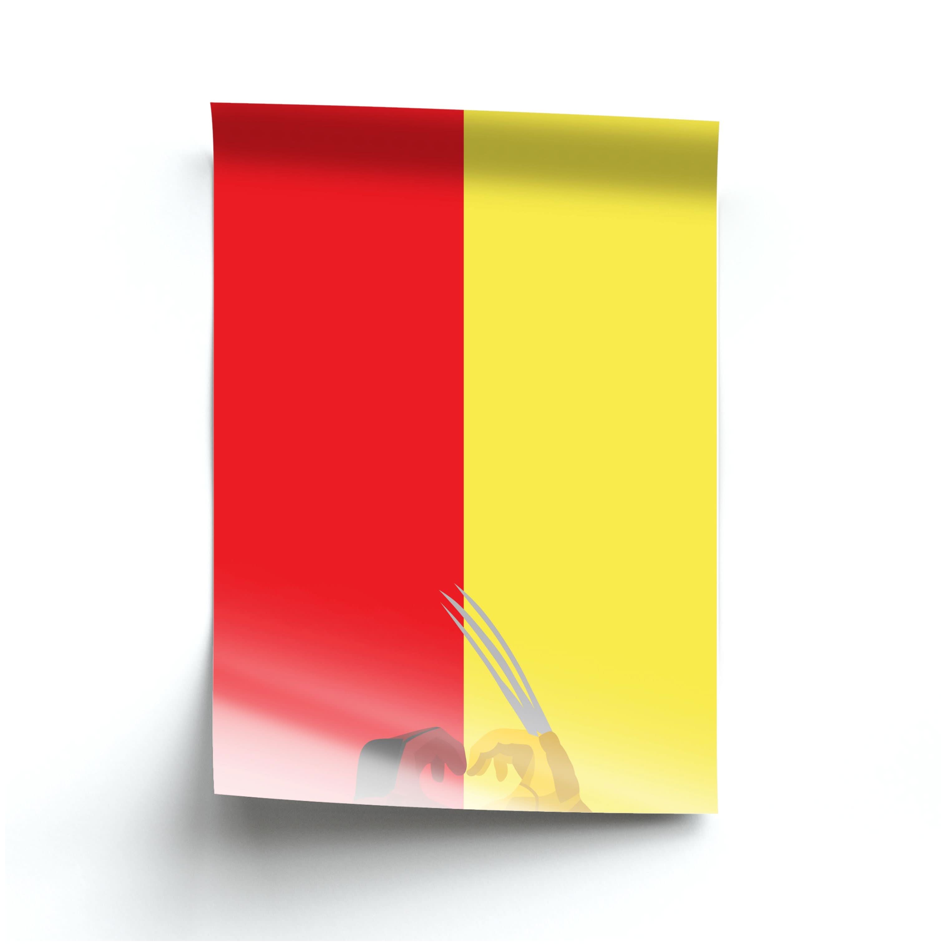 Red And Yellow Heroes Love Heart Poster
