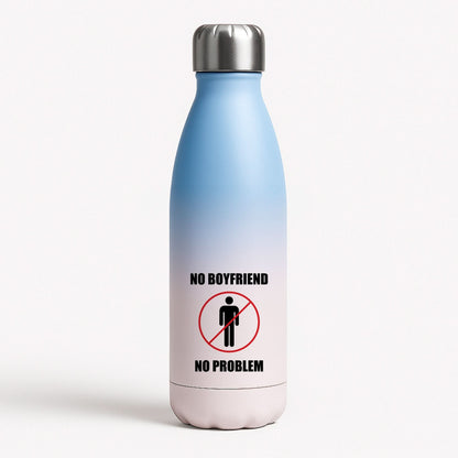 No Boyfriend No Problem Blue Water Bottle