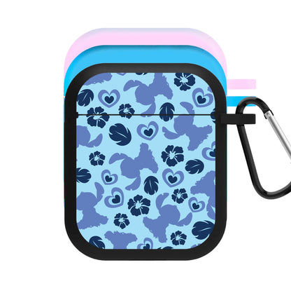 Blue Alien Silhouette Pattern AirPods Case