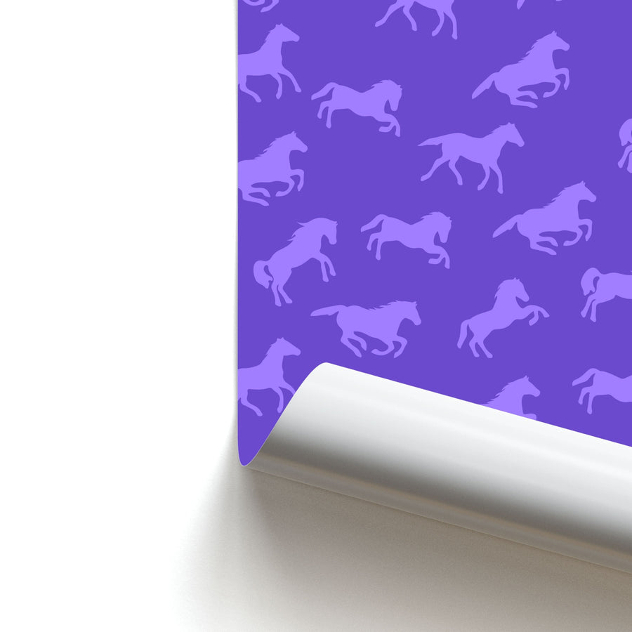 Purple Horse Pattern - Horses Poster