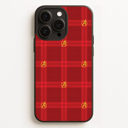 Superhero Team Red Tartan Pattern iPhone 16 Pro Max Case