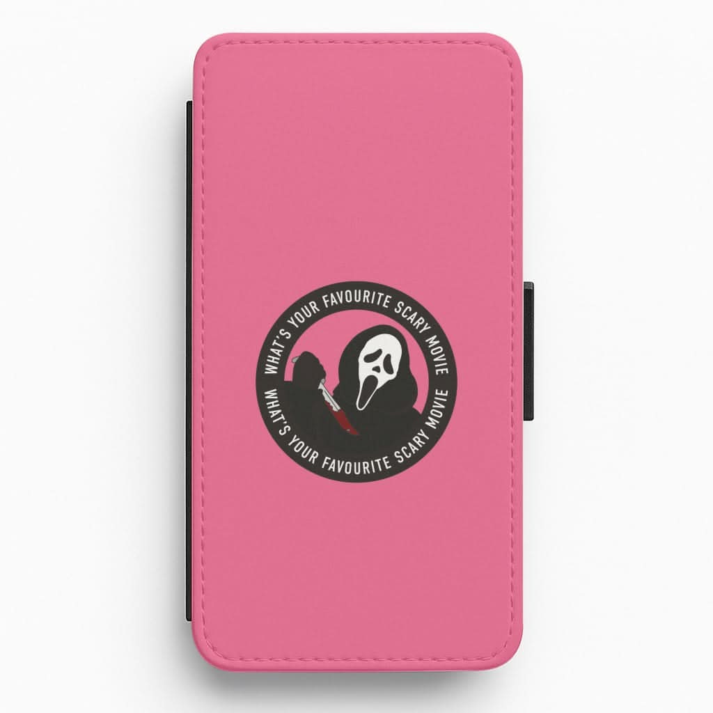 What's Your Favourite Scary Movie Badge Flip / Wallet Phone Case