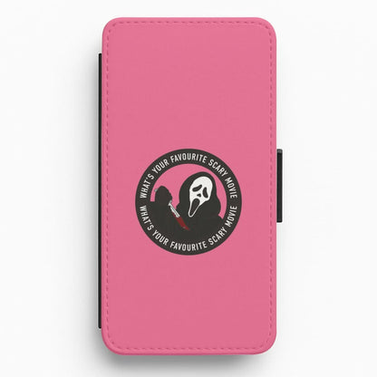 What's Your Favourite Scary Movie Badge Flip / Wallet Phone Case