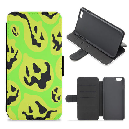 Green Pumpkin Pattern Flip / Wallet Phone Case